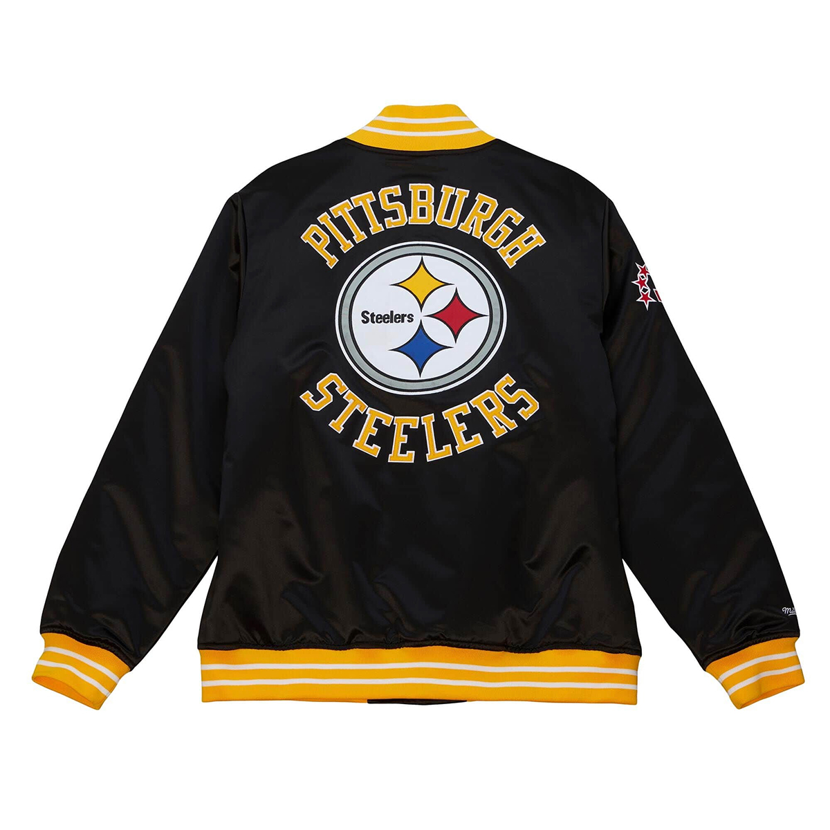 Mitchell And Ness Nfl Pittsburgh Steelers Heavyweight Satin Jacket, Black