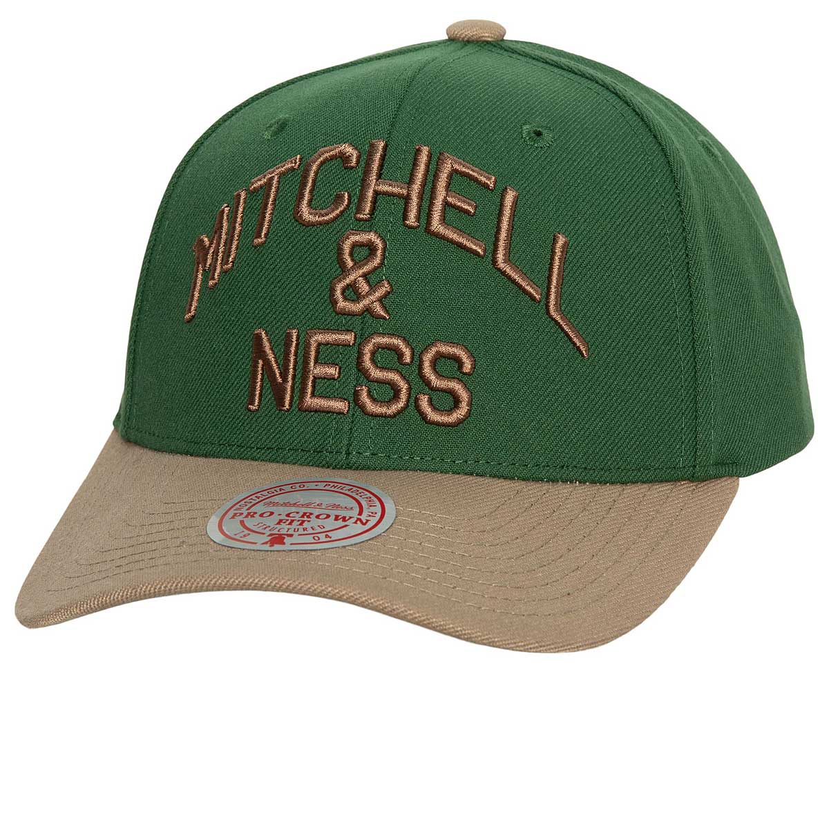 Image of Mitchell And Ness Branded Athletic Arch Pro Snapback Cap, Hunter Green