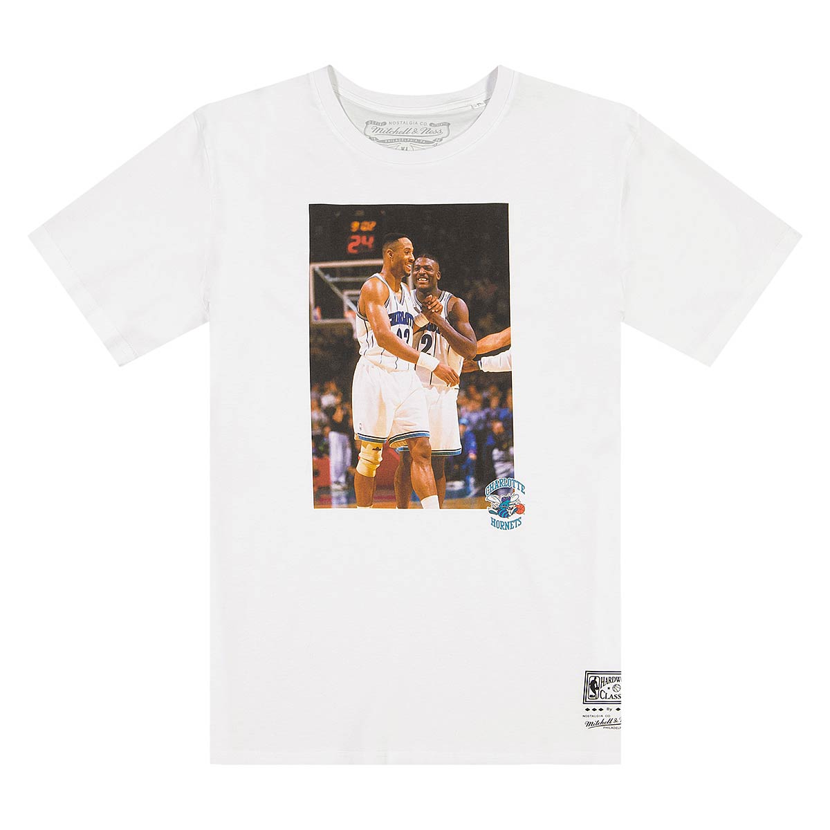 Mitchell And Ness NBA Charlotte Hornets Player Photo Mourning & Johnson T-shirt, Weiß L