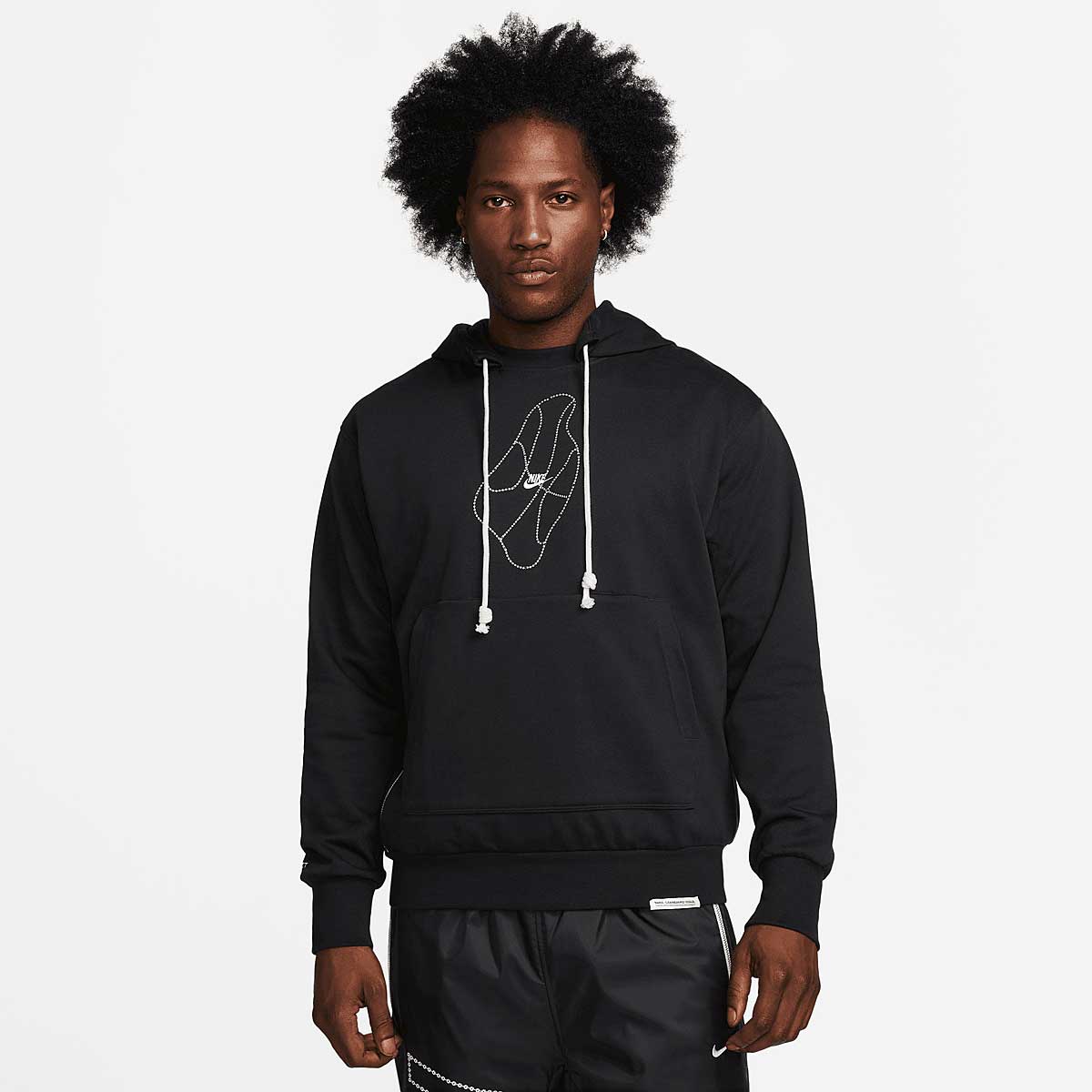 Image of Nike M Nbb Dri-fit Standard Issue Chain Hoody, Black/summit White