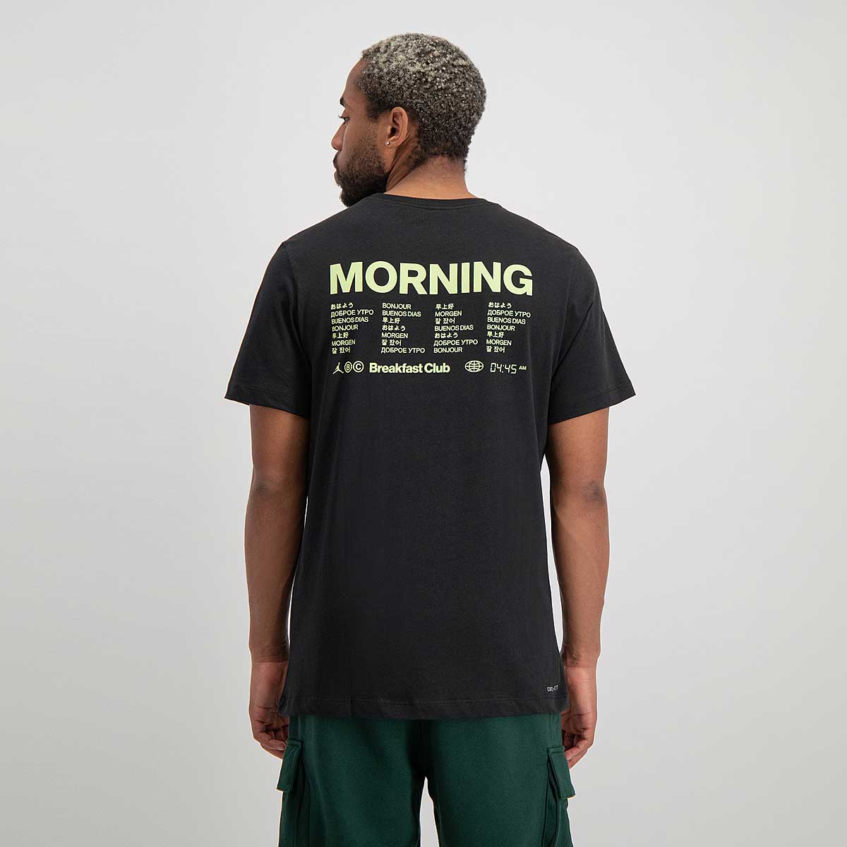 Jordan M J Dri-Fit Sport Breakfast Club Graphic T-Shirt, Black/White/Lt Liquid Lime