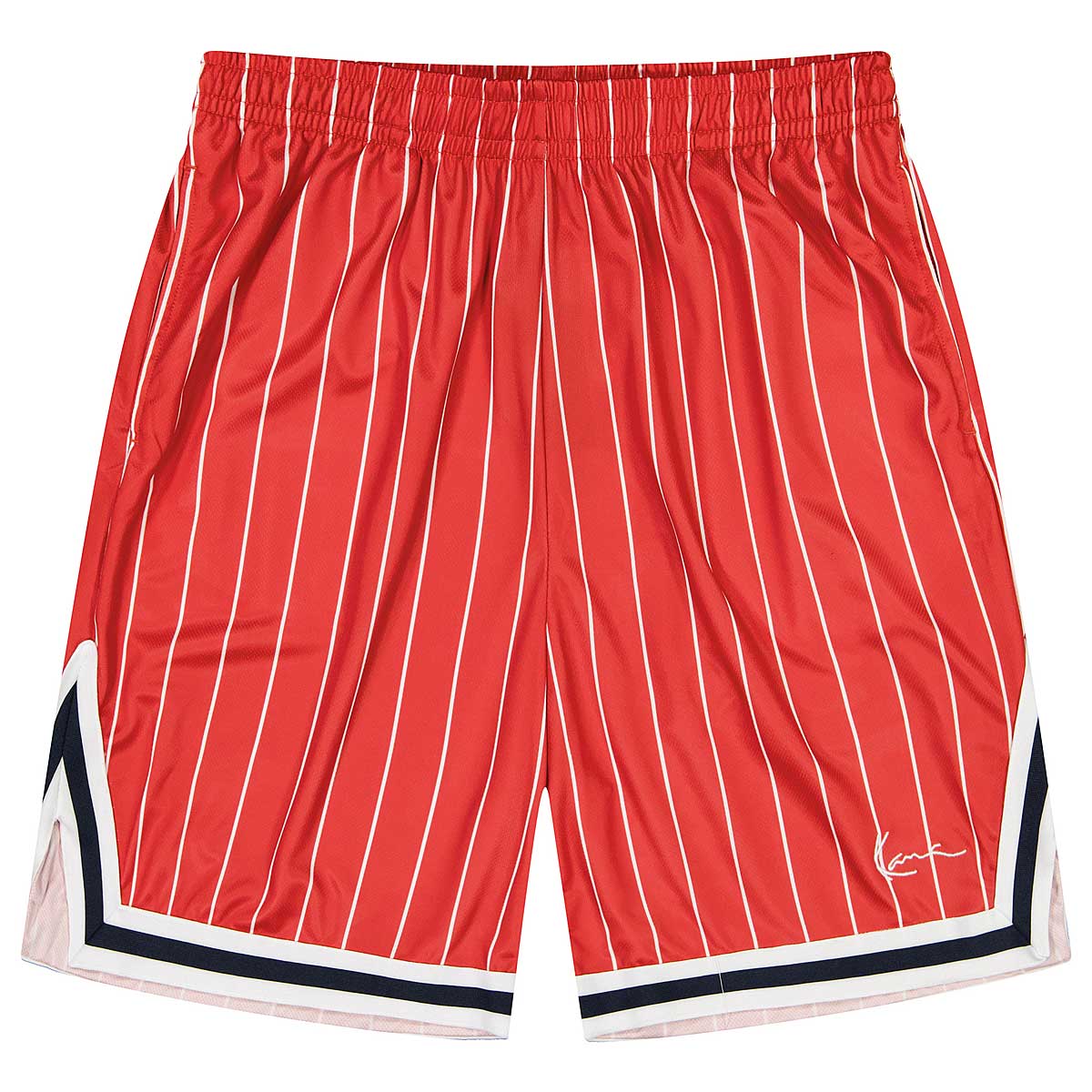 Karl Kani Small Signature Pinstripe Baseball Shorts, Red