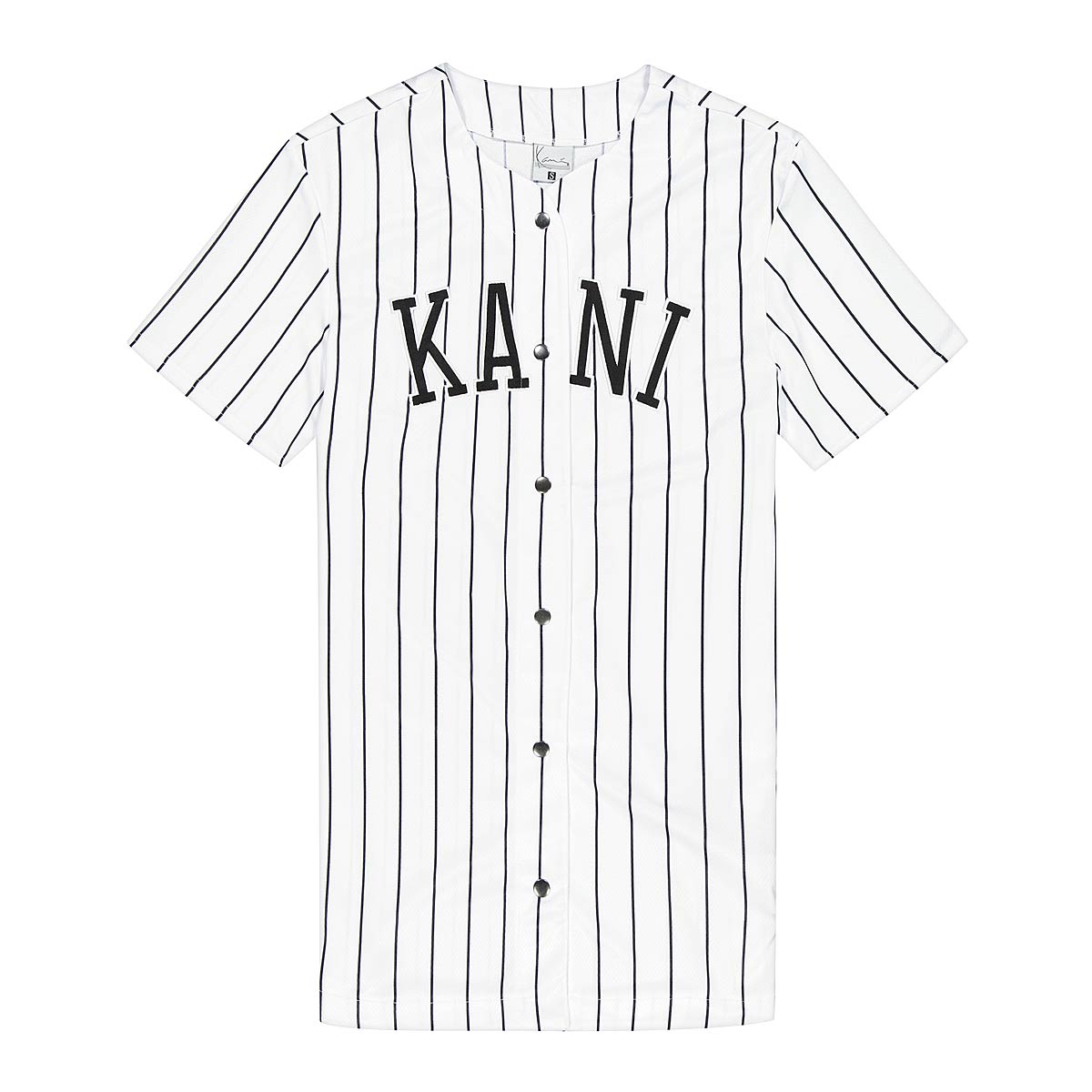 Karl Kani College Pinstripe Baseball Dress, White/Black