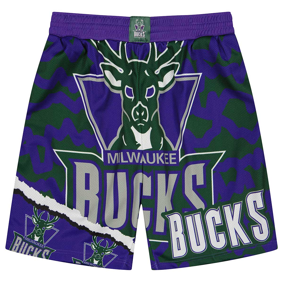 Mitchell And Ness Nba Jumbotron 2.0 Sublimated Short Milwaukee Bucks, Purple / Green