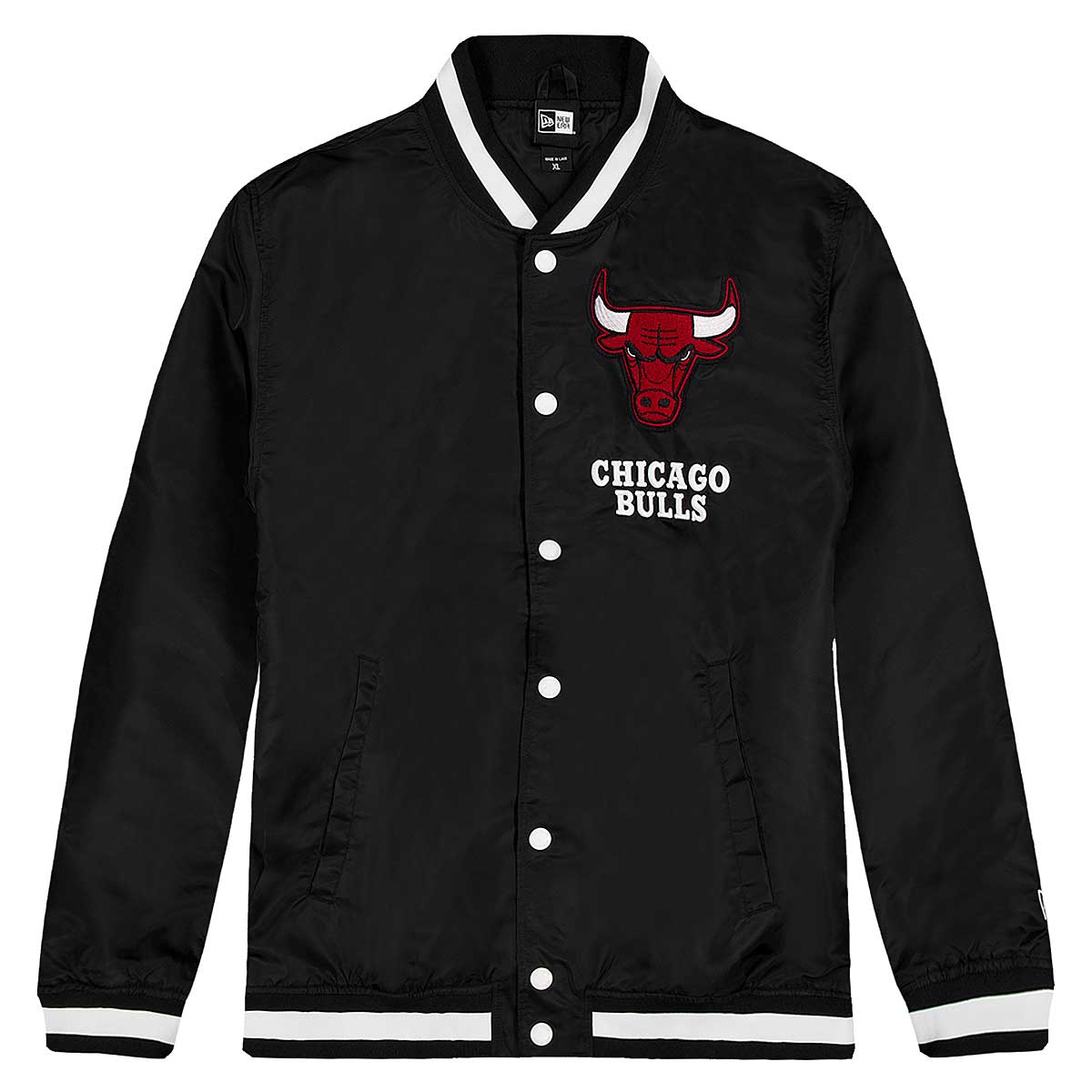 Image of New Era NBA Chicago Bulls Logo Select Varsity Jacket, Black