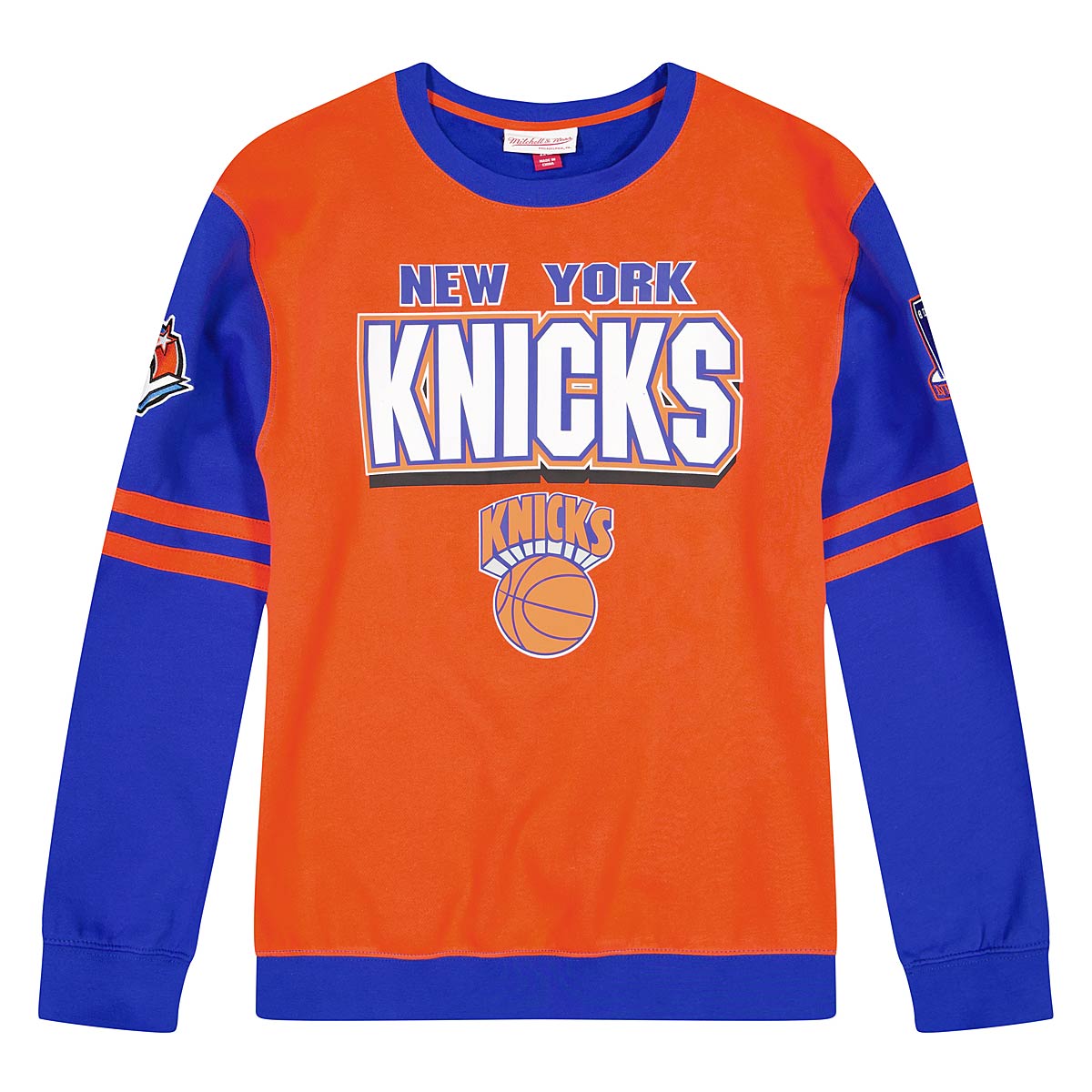 Mitchell And Ness Nba New York Knicks All Over Crewneck 2.0, Dark Orange