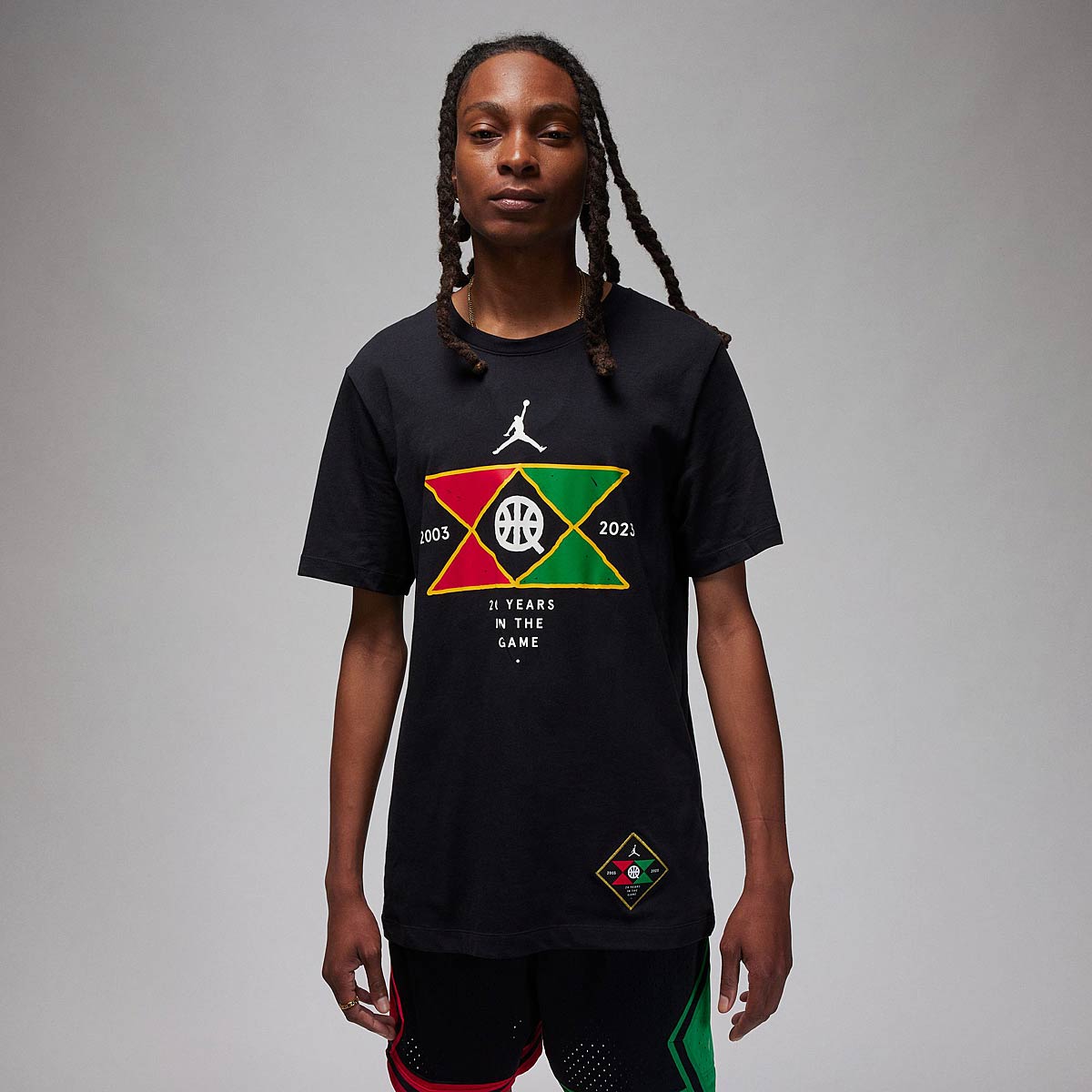 Image of Jordan M J Quai54 Graphic T-shirt, Black/red/green