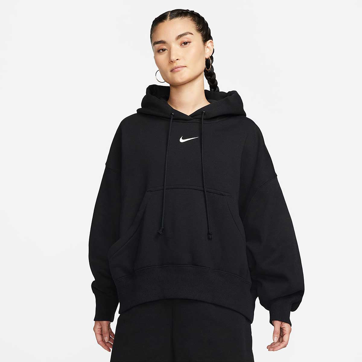 Nike W Nsw Phoenix Fleece Oversized Hoody, Black/Sail