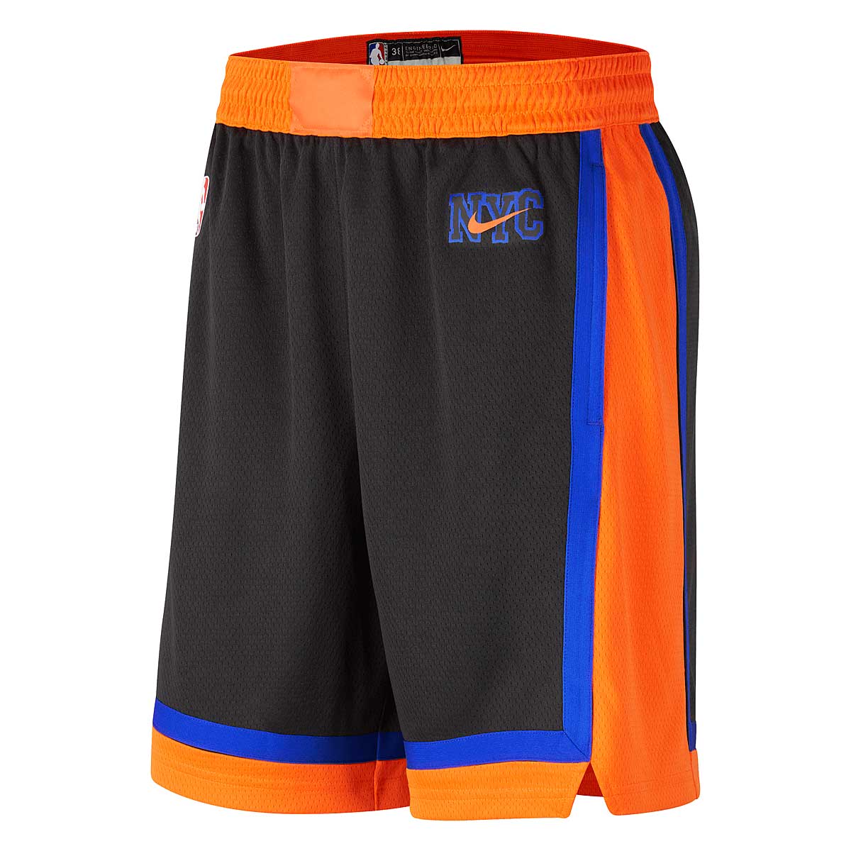 Nike NBA New York Knicks Dri-Fit City Edition Swingman Shorts, Black/Brilliant Ornge